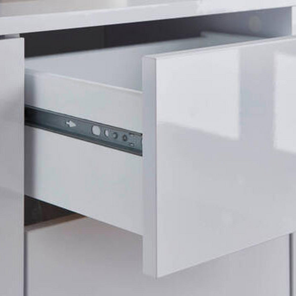 SIDEBOARD Mailand Set 6 + MF  in 263,5/86/33 cm  - Weiß Hochglanz/Anthrazit, MODERN, Holzwerkstoff/Metall (263,5/86/33cm) - MID.YOU