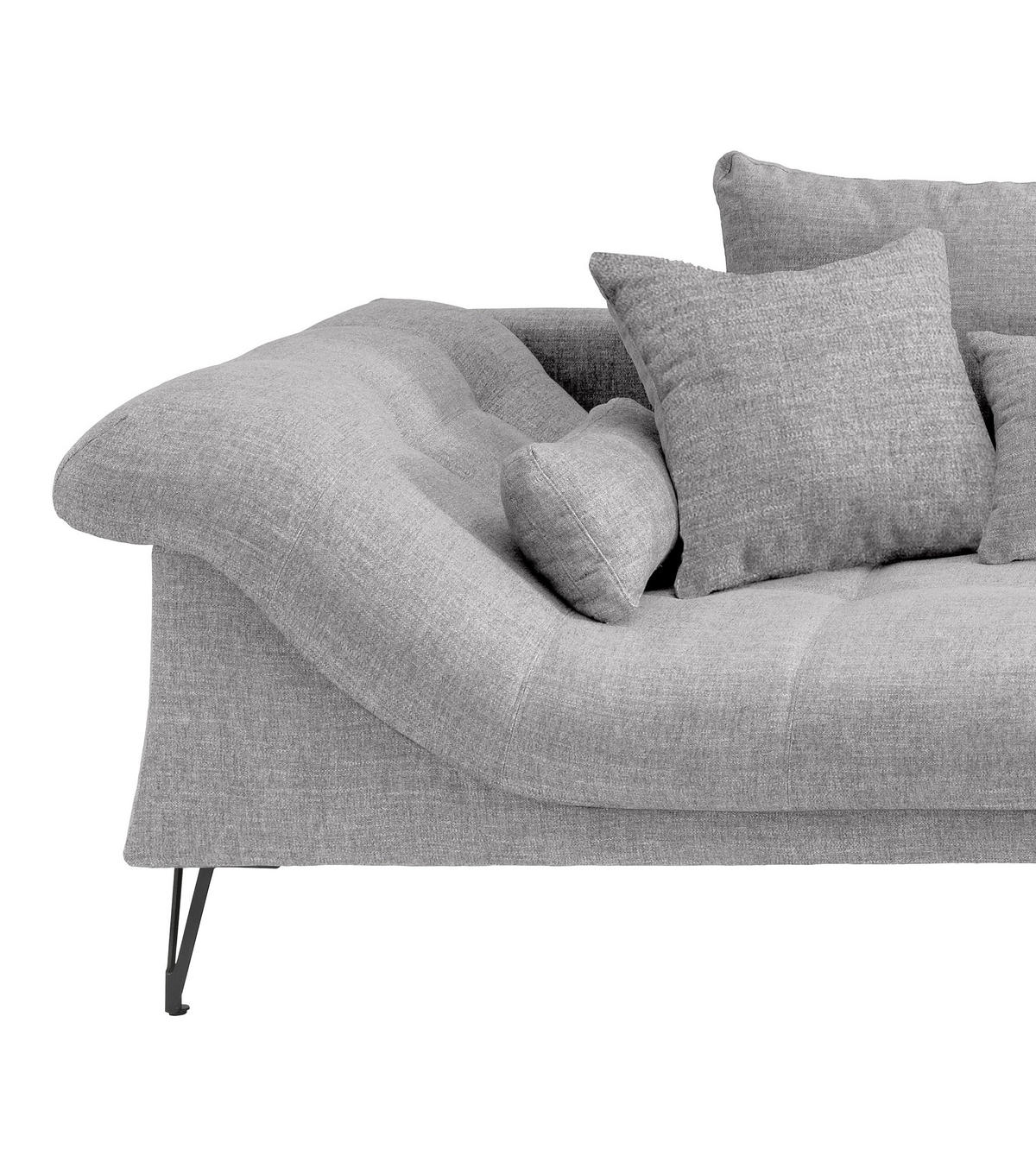 ECKSOFA in Mikrofaser Hellgrau  - Hellgrau/Schwarz, Konventionell, Textil/Metall (310/192cm) - Livetastic