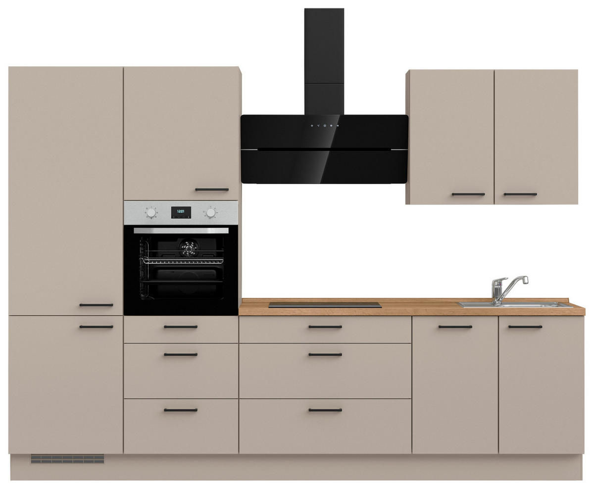 KÜCHENBLOCK Easytouch 300 cm  in Eichefarben, Sandfarben  - Sandfarben/Eichefarben, MODERN, Holzwerkstoff/Metall (300cm) - Nobilia