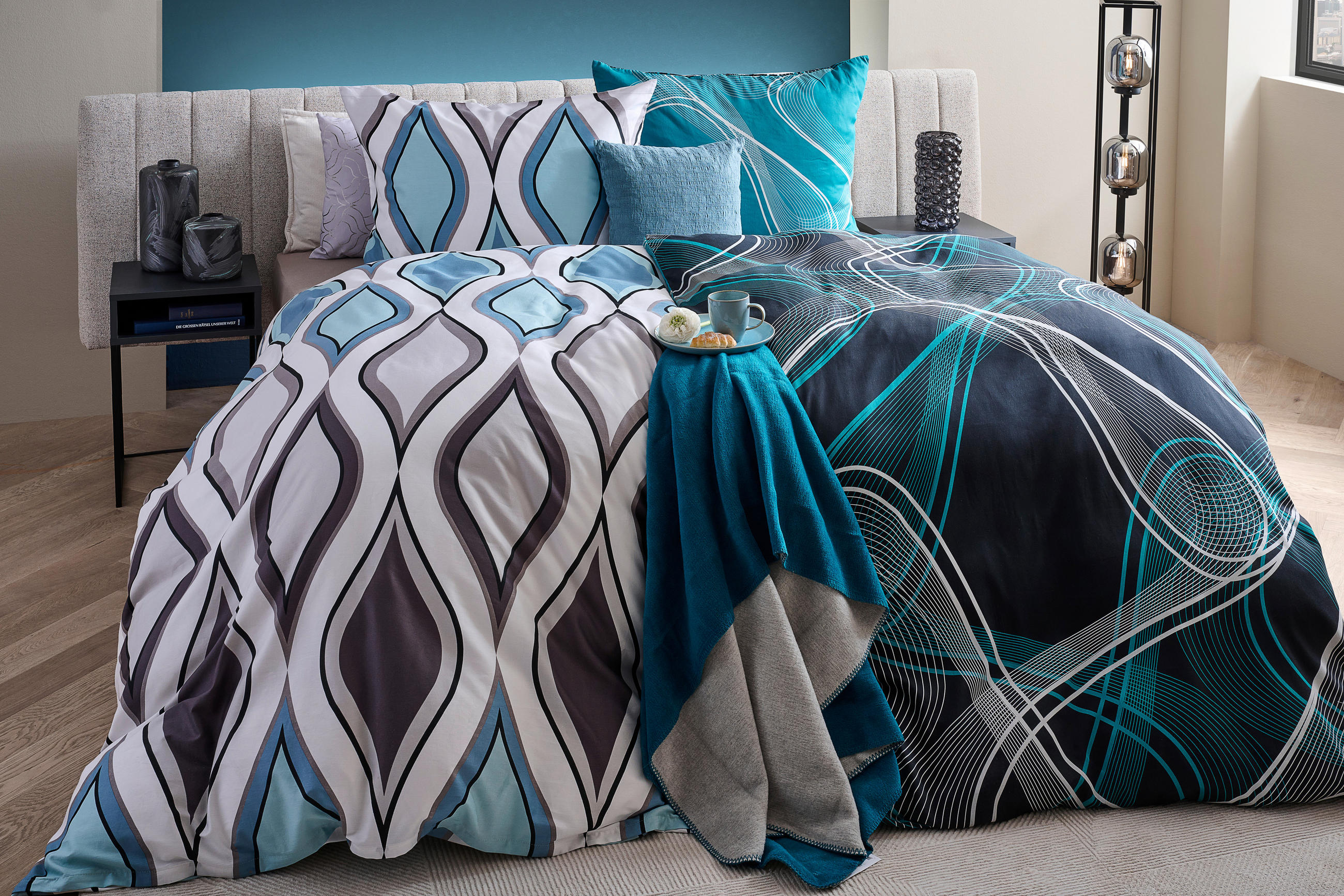 BETTWÄSCHE Satin 200/200 cm  - Blau, KONVENTIONELL (200/200cm) - Esposa