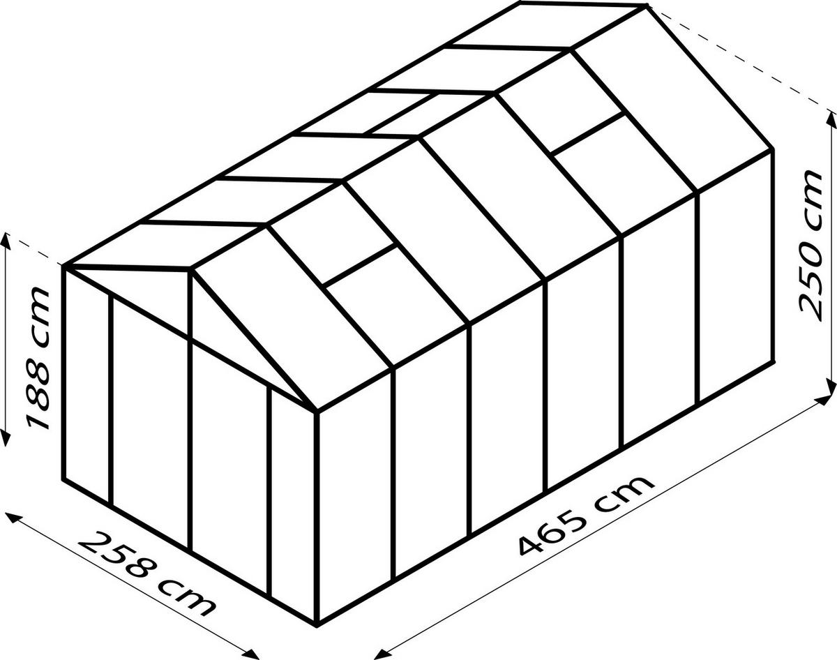 GEWÄCHSHAUSBAUSATZ - Schwarz, Basics, Glas/Kunststoff (258/250/465cm)