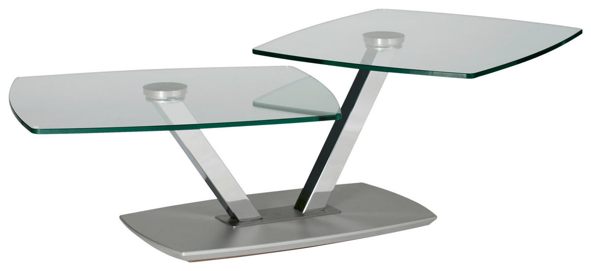 COUCHTISCH Glas, Holzwerkstoff 96-136/70/44 cm  - Chromfarben, Design, Glas/Holzwerkstoff (96-136/70/44cm)