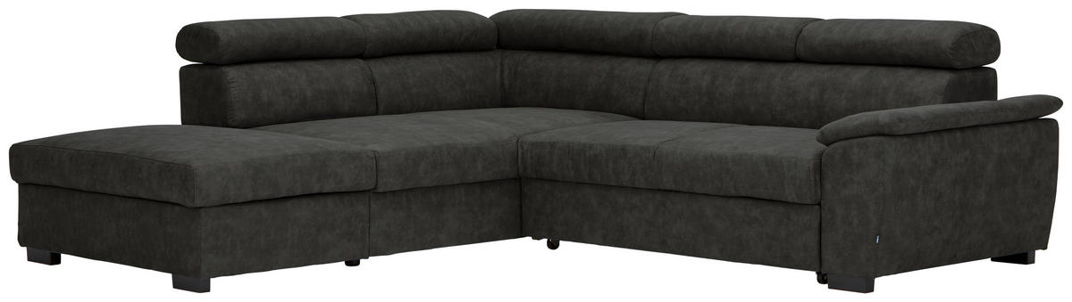 ECKSOFA Anthrazit Lederlook  - Anthrazit/Schwarz, Design, Kunststoff/Textil (230/263cm) - Hom`in