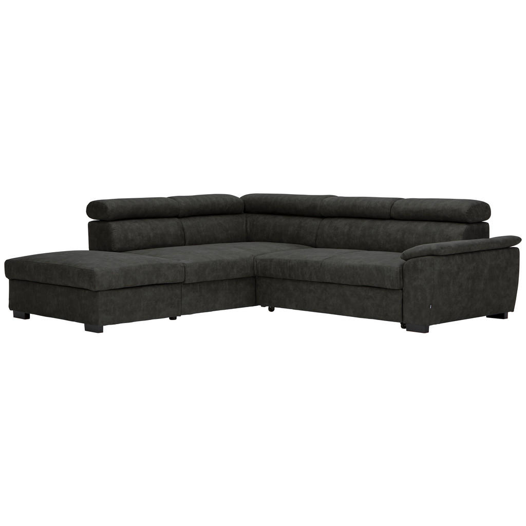 Thumbnail - Hom`in Ecksofa, Anthrazit, Textil, 4-Sitzer, Ottomane links, L-Form, 263x230 cm, seitenverkehrt erhältlich, Schlafen auf...