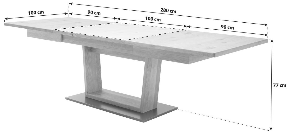 MATBORD i trä, trämaterial 180-280/100/77 cm   - svart/ekfärgad, Design, trämaterial/trä (180-280/100/77cm) - Livetastic