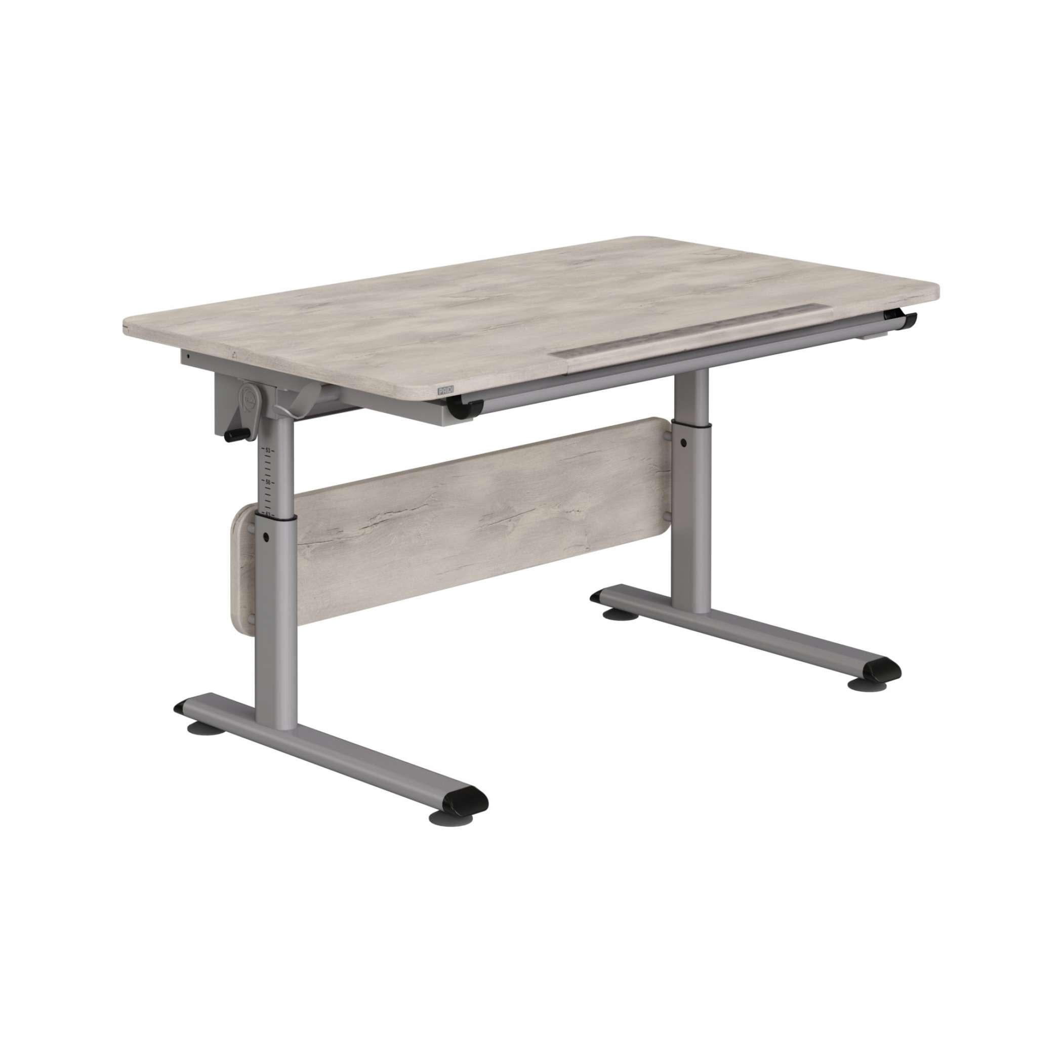 Paidi Jugendschreibtisch Silber, Eiche 70x53-79x120 cm