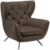 CHESTERFIELD-SESSEL Mikrofaser Hellbraun  - Hellbraun/Schwarz, Design, Textil/Metall (100/106/95cm) - Pure Home Lifestyle