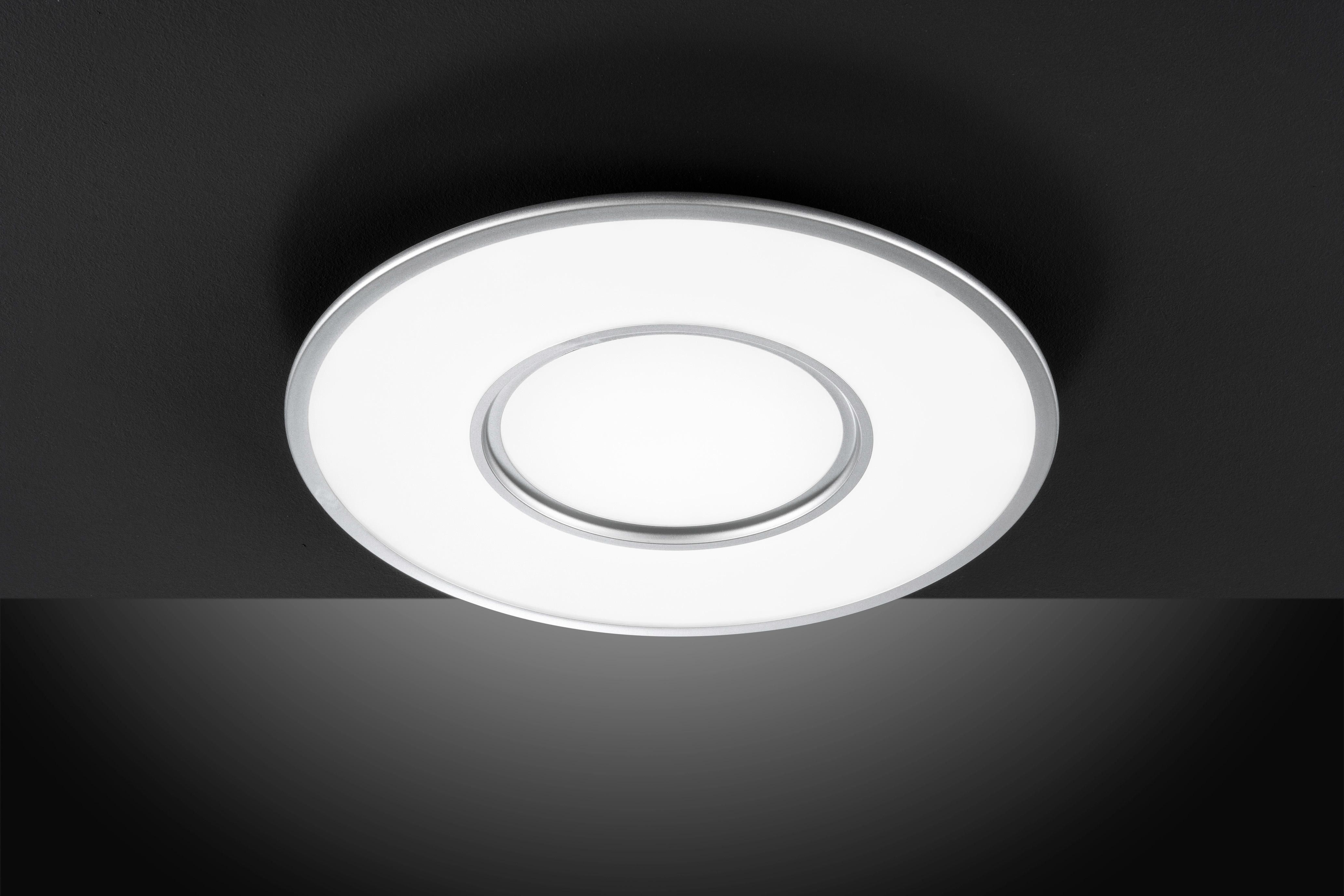 LED-DECKENLEUCHTE  - Silberfarben/Weiß, Design, Kunststoff/Metall (60/5,2cm) - Novel