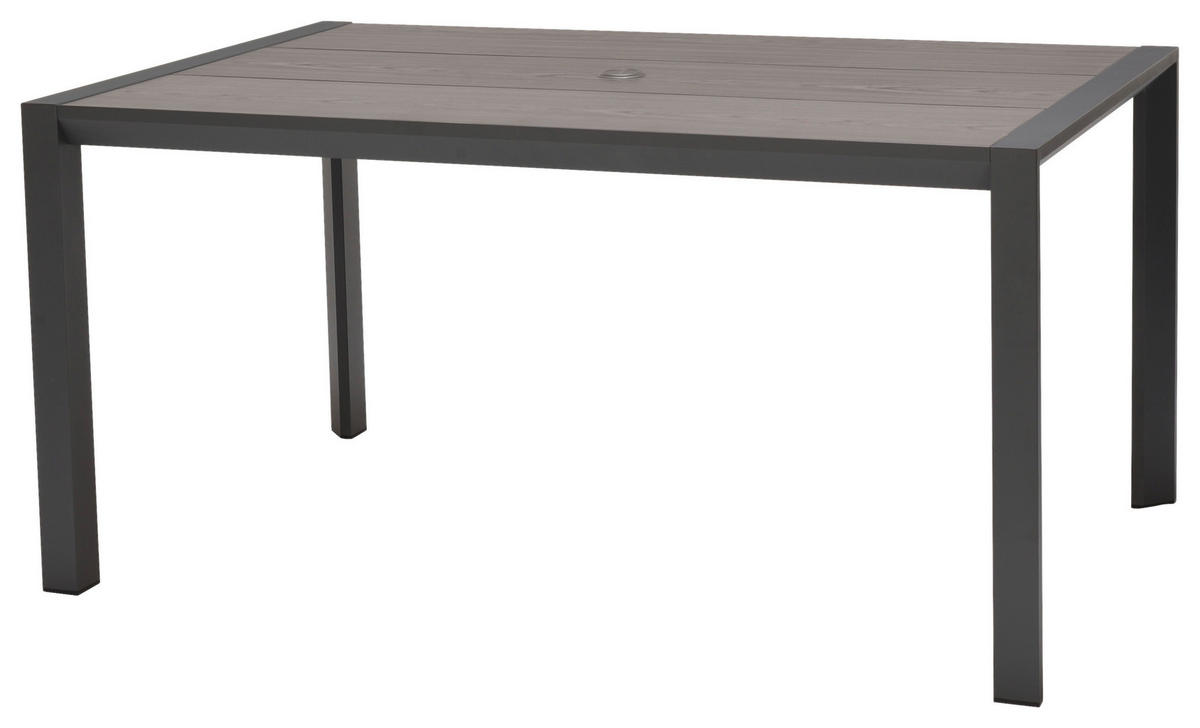 GARTENTISCH Metall, Holzwerkstoff Dunkelgrau rechteckig  - Dunkelgrau, Natur, Holzwerkstoff/Metall (160/90/75cm) - Ambia Garden