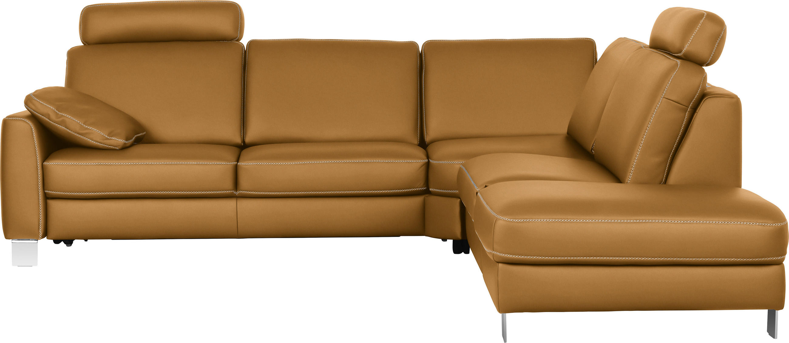 ECKSOFA in Echtleder Gelb  - Chromfarben/Gelb, KONVENTIONELL, Leder/Metall (272/245cm) - Valdera