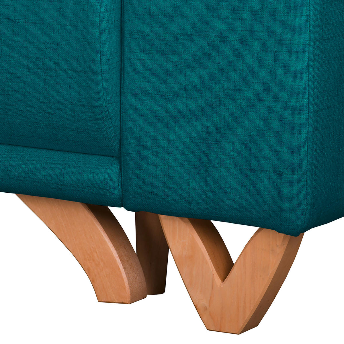 ECKSOFA in Textilgeflecht Petrol  - Wengefarben/Petrol, Design, Holz/Textil (257/174cm) - Livetastic