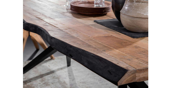 ESSTISCH in Holz, Metall 200/100/76 cm - Schwarz/Akaziefarben, Design, Holz/Metall (200/100/76cm) - Landscape