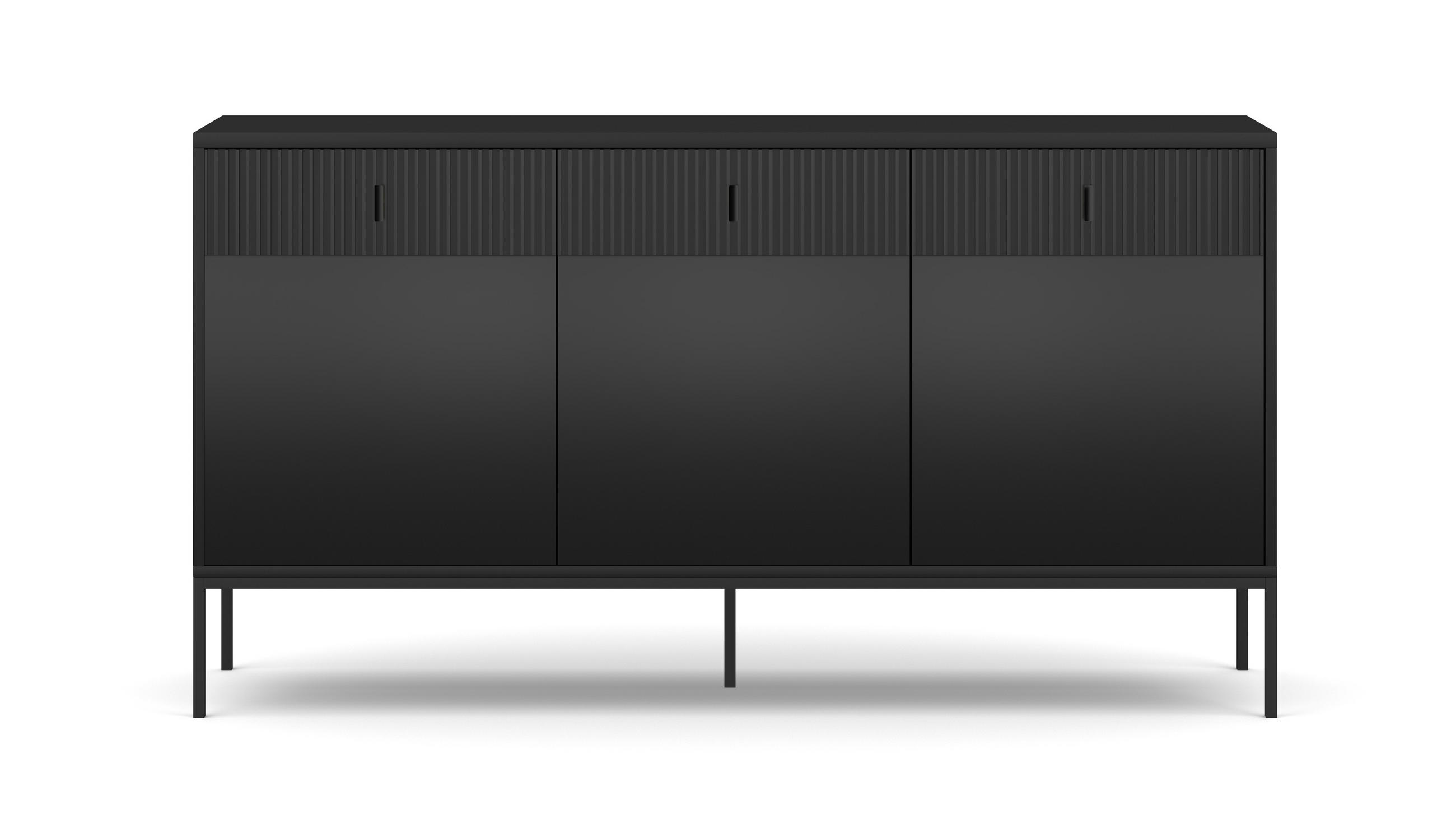 SIDEBOARD Maggiore  in 154,5/82,6/39 cm  - Schwarz, Design, Holzwerkstoff/Metall (154,5/82,6/39cm) - Boxxx