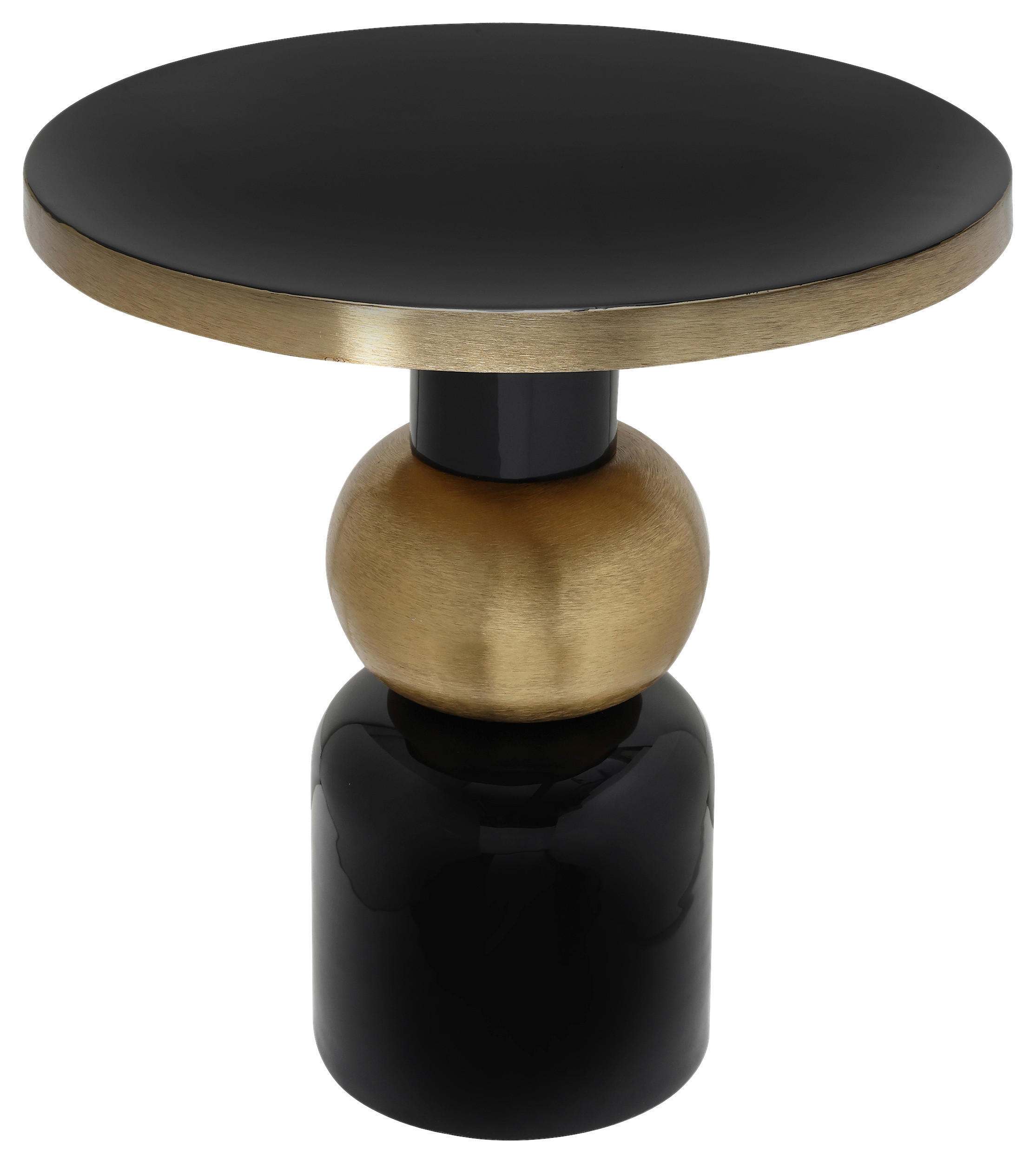 BEISTELLTISCH Schwarz, Goldfarben rund  - Goldfarben/Schwarz, Design, Metall (51/53cm) - Kayoom
