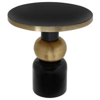 BEISTELLTISCH Schwarz, Goldfarben rund  - Goldfarben/Schwarz, Design, Metall (51/53cm) - Kayoom