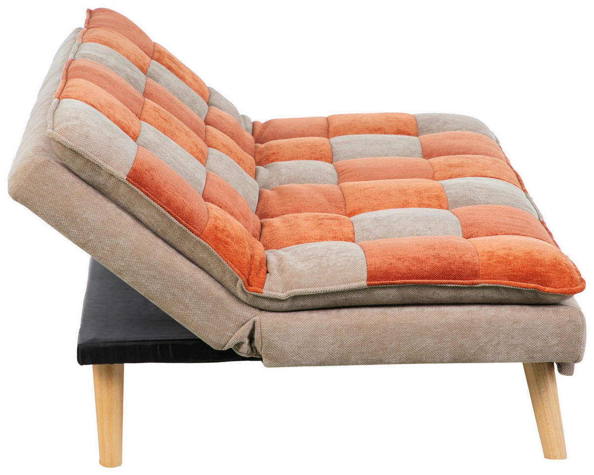 SCHLAFSOFA Chenille Orange, Hellbraun, Dunkelorange  - Hellbraun/Dunkelorange, Design, Holz/Textil (180/77/91cm) - MID.YOU