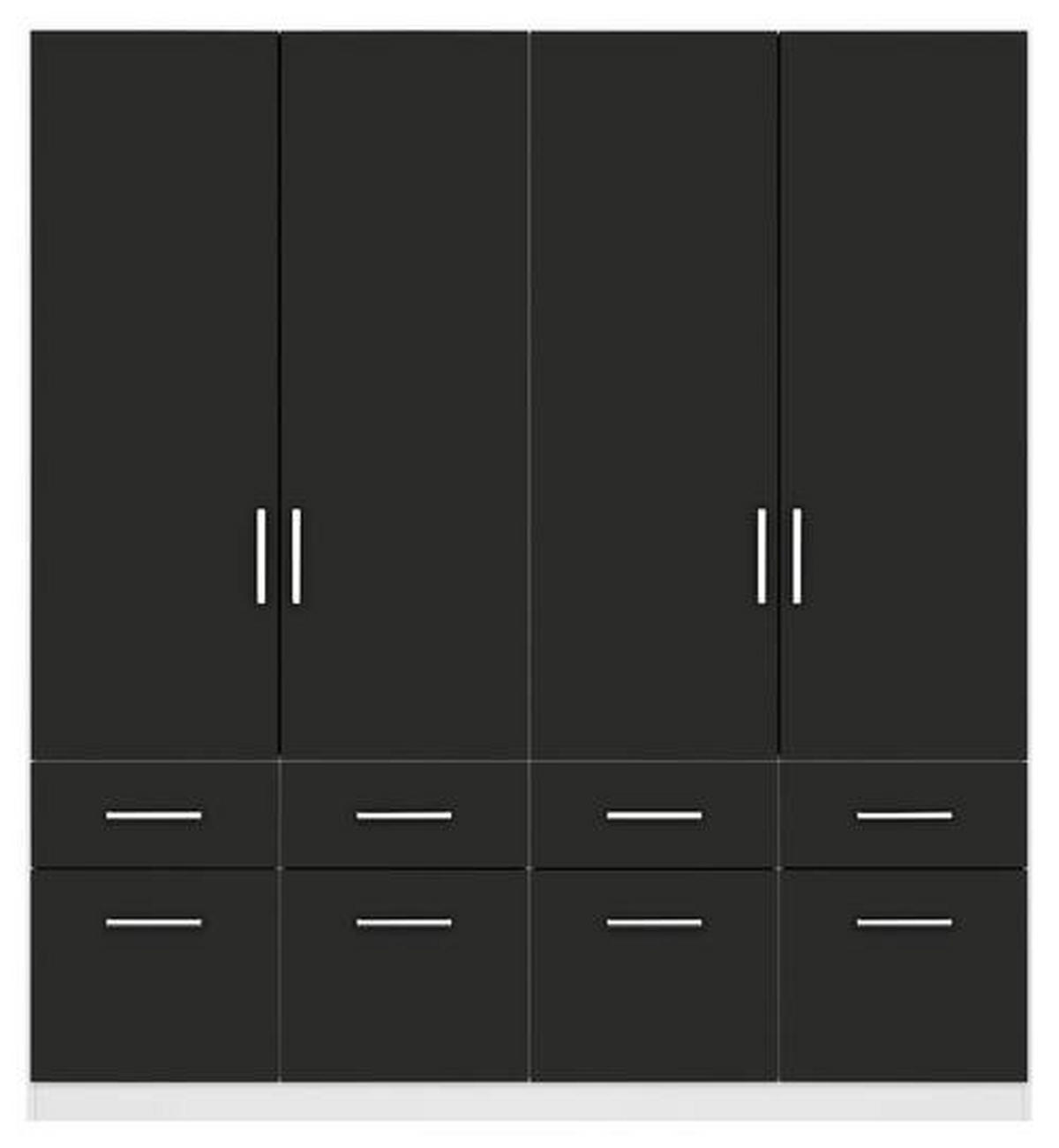 DREHTÜRENSCHRANK 181/197/54 cm 4-türig Weiß, Grau  - Chromfarben/Weiß, MODERN, Holzwerkstoff/Kunststoff (181/197/54cm) - Rauch Möbel