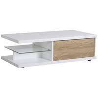 COUCHTISCH in Glas, Holzwerkstoff 120/60/37 cm  - Eichefarben/Weiß, Design, Glas/Holzwerkstoff (120/60/37cm) - Carryhome