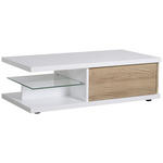 COUCHTISCH in Glas, Holzwerkstoff 120/60/37 cm  - Eichefarben/Weiß, Design, Glas/Holzwerkstoff (120/60/37cm) - Carryhome