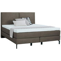 BOXSPRINGBETT 180/200 cm  in Taupe  - Taupe/Schwarz, Konventionell, Textil/Metall (180/200cm) - Dieter Knoll