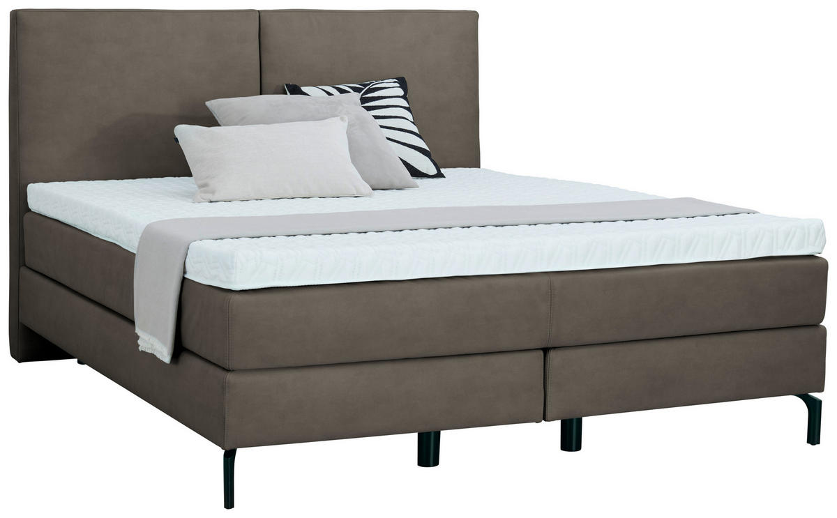 BOXSPRINGBETT 180/200 cm  in Taupe  - Taupe/Schwarz, Konventionell, Textil/Metall (180/200cm) - Dieter Knoll