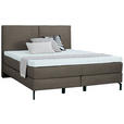 BOXSPRINGBETT 180/200 cm  in Taupe  - Taupe/Schwarz, KONVENTIONELL, Textil/Metall (180/200cm) - Dieter Knoll