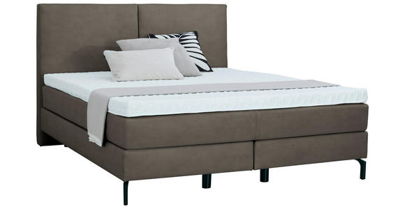 BOXSPRINGBETT 180/200 cm  in Taupe  - Taupe/Schwarz, KONVENTIONELL, Textil/Metall (180/200cm) - Dieter Knoll