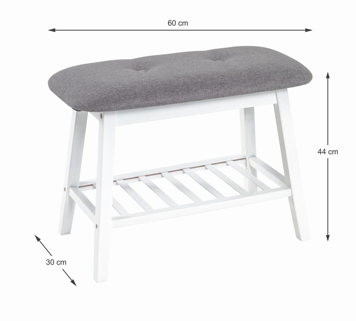 KLOP S PROSTOROM ZA ČEVLJE siva, naravne barve - siva/naravne barve, tekstil/les (60/44/30cm) - Xora