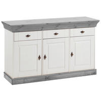 SIDEBOARD  143/85/45 cm 3 Schublade(n)  - Weiß/Grau, ROMANTIK / LANDHAUS, Holz/Metall (143/85/45cm) - Boxxx
