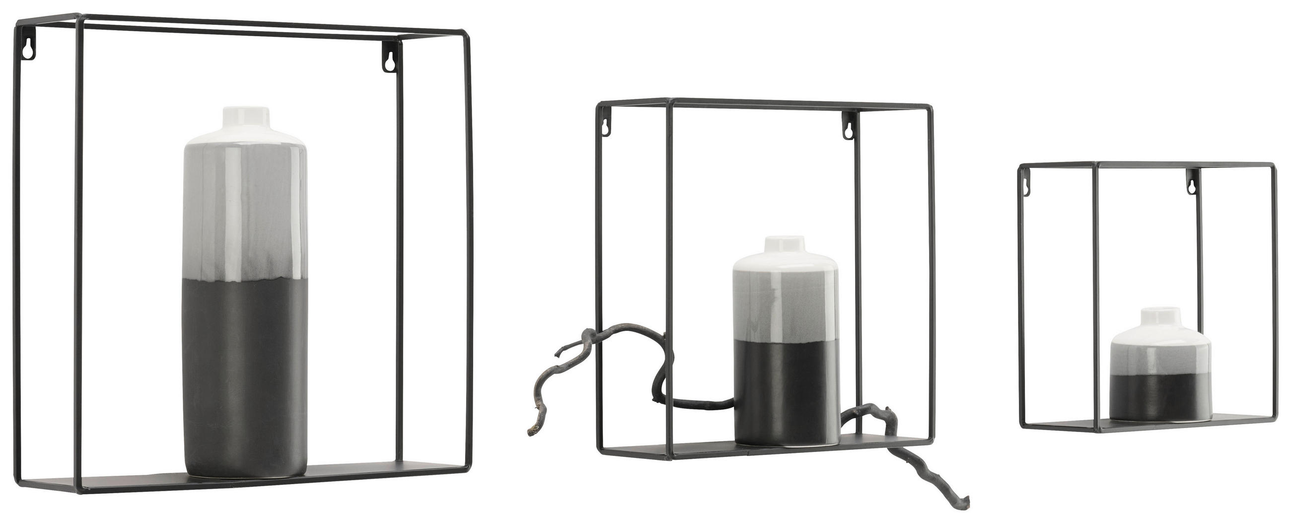 VÄGGHYLLPLAN SET 35/35/10 cm  - svart, Trend, metall (35/35/10cm) - Landscape