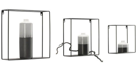 WANDREGALSET 35/35/10 cm  - Schwarz, Trend, Metall (35/35/10cm) - Landscape