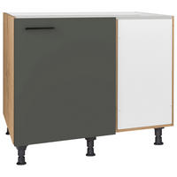 ECKUNTERSCHRANK 125/87/65 cm  - Eichefarben/Schwarz, MODERN, Holzwerkstoff/Metall (125/87/65cm) - Nobilia