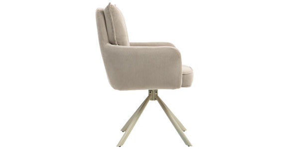 ARMLEHNSTUHL in Feincord - Taupe, Design, Textil/Metall (61/95/67cm) - Novel