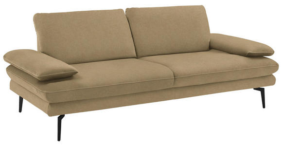 3-SITZER-SOFA in Velours Cappuccino - Beige/Schwarz, Design, Textil/Metall (222/89/104cm) - Dieter Knoll