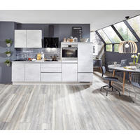 KUHINJSKI BLOK BREZ APARATOV - barve nerjavečega jekla/svetlo siva, Design, leseni material (310cm) - Celina