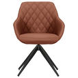 ARMLEHNSTUHL  Typenauswahl, Sitzfläche 360° drehbar, automatische Rückholfunktion  Echtleder  - Cognac/Schwarz, Design, Leder/Metall (60/83/65cm) - Landscape