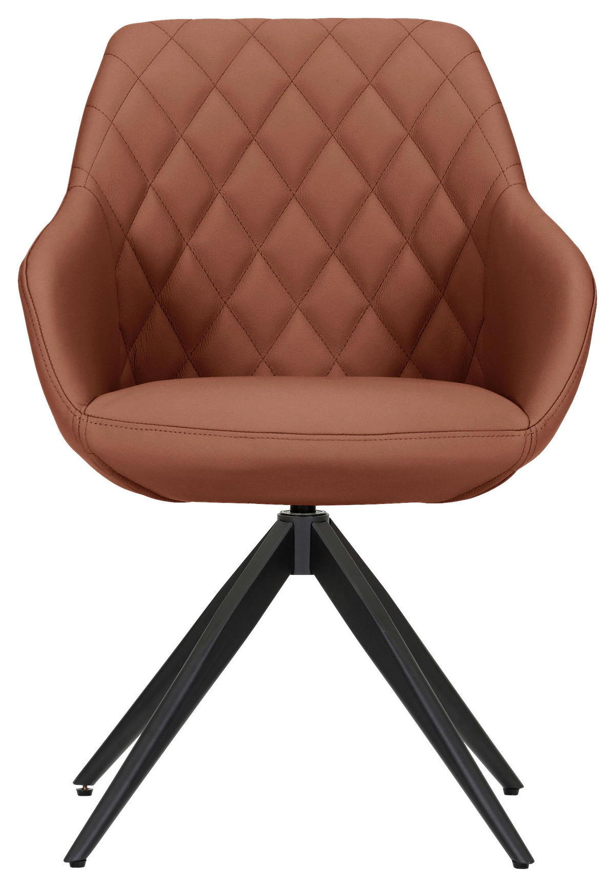 ARMLEHNSTUHL  in Echtleder pigmentiert  - Cognac/Schwarz, Design, Leder/Metall (60/83/65cm) - Landscape