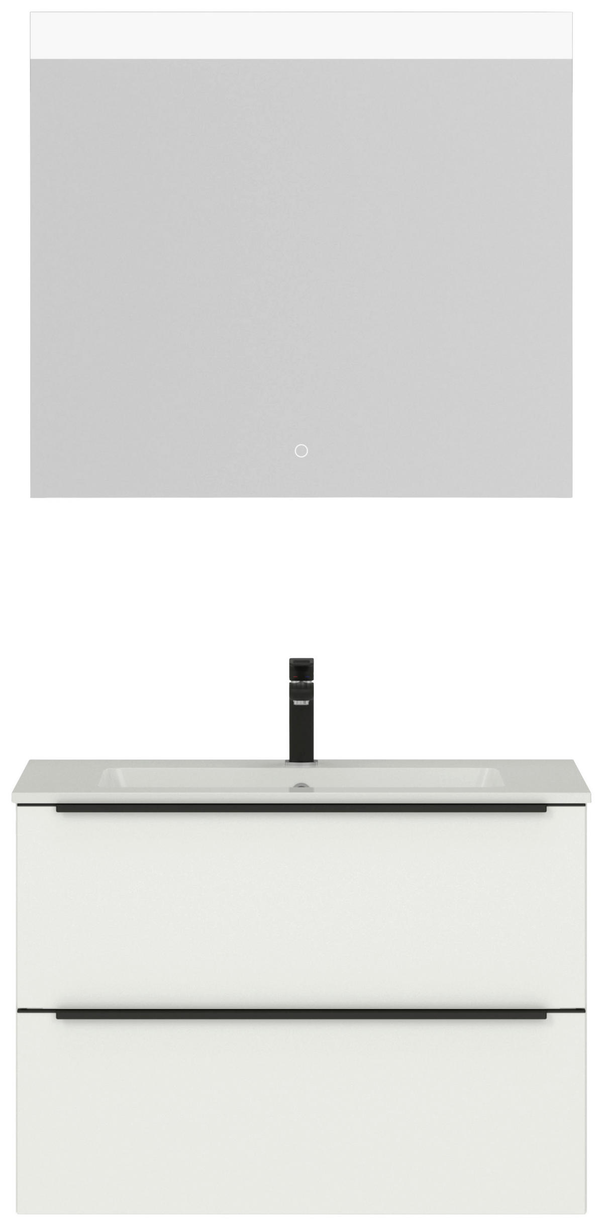 BADEZIMMER 3-teilig  in 81 cm  - Schwarz/Weiß, MODERN, Holzwerkstoff/Stein (81cm) - Nobilia