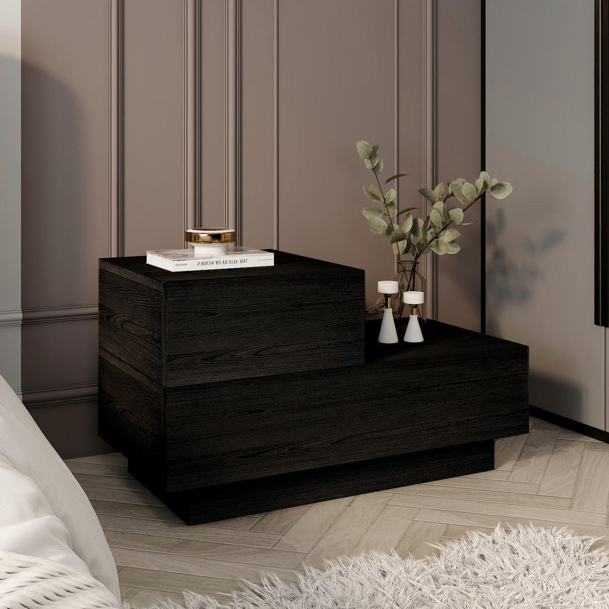 NATTDUKSBORD i svart  - svart, Design, trämaterial (70/39/30cm) - Livetastic