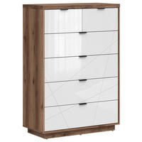 KOMODA, barve hrasta, bela, visoki sijaj  - črna/barve hrasta, Design, kovina/umetna masa (90/130,5/42,5cm) - Livetastic