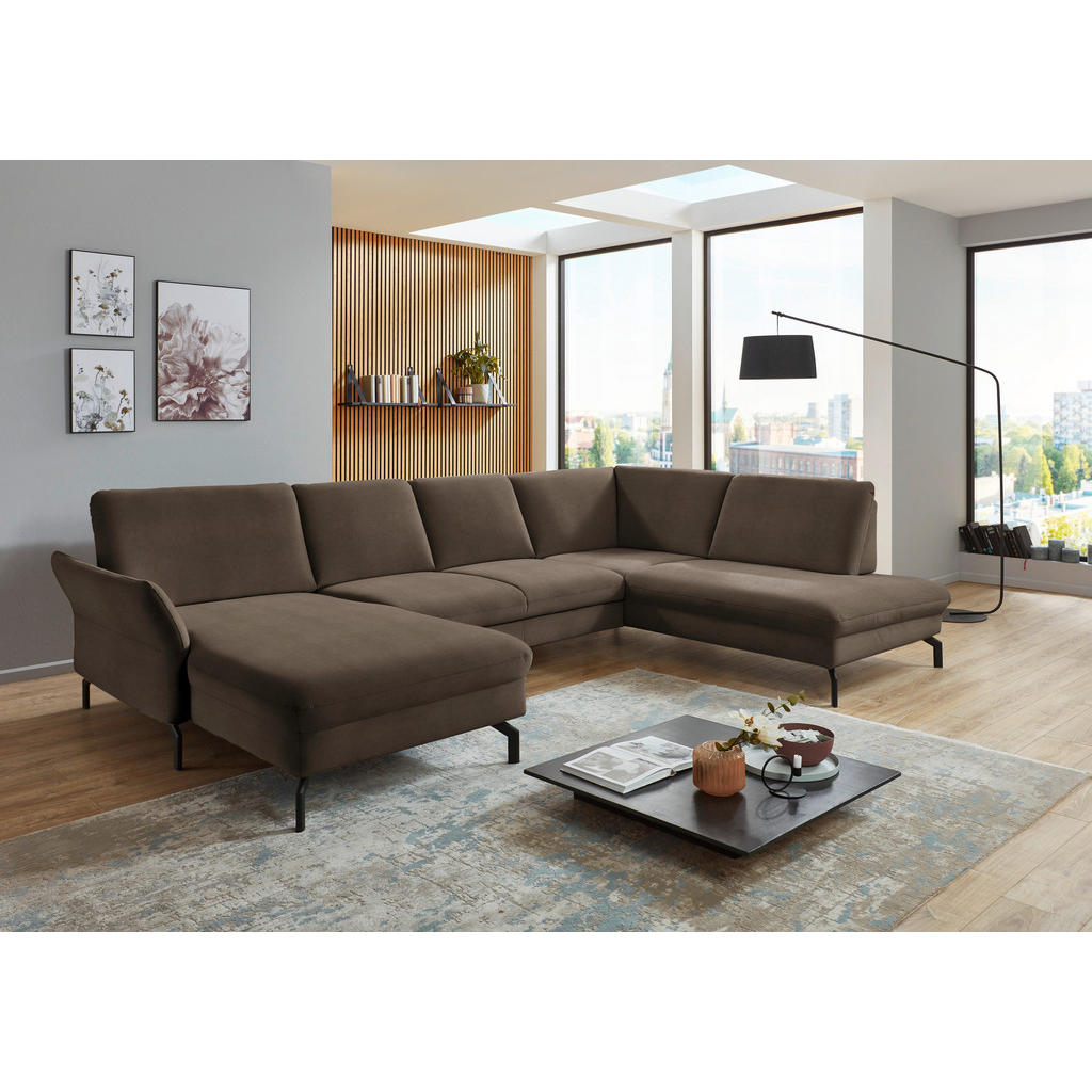 Thumbnail - Beldomo System Wohnlandschaft, Braun, Textil, 5-Sitzer, U-Form, 335x220 cm, Goldenes M, Stoffauswahl, Sitzqualitäten, se...