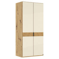 DREHTÜRENSCHRANK 100/216/58 cm,  in Champagner, Eiche Bianco, 2 Tür(en)  - Schieferfarben/Eiche Bianco, Design, Glas/Holz (100/216/58cm) - Musterring