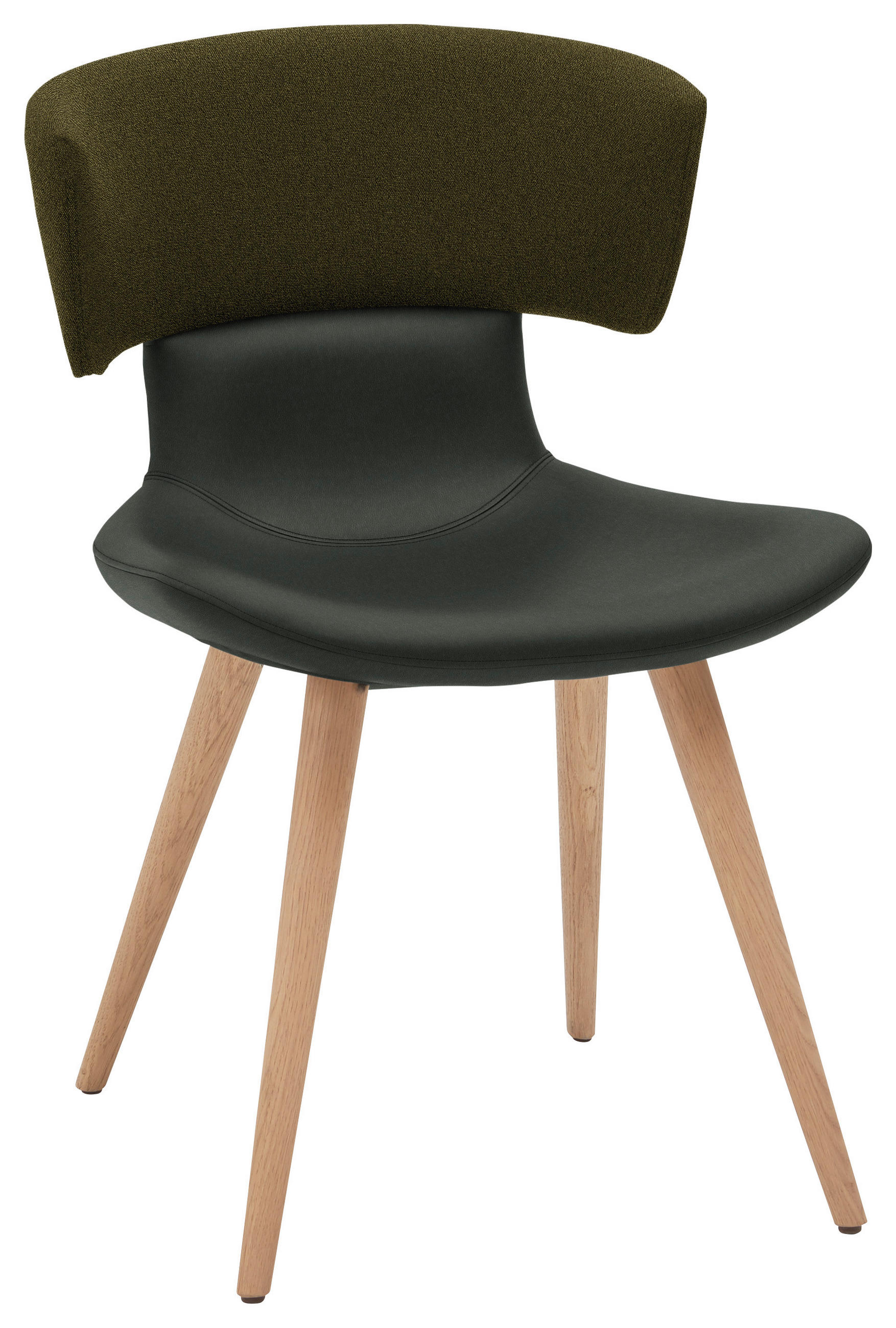 STUHL in Holz, Textil, Leder Grün, Eichefarben  - Eichefarben/Grün, Natur, Leder/Holz (54/82,5/58cm) - Voglauer