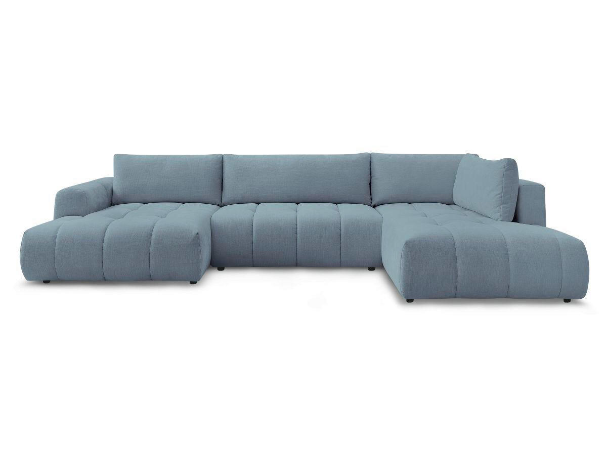 WOHNLANDSCHAFT  FUJI  Hellblau Leinenoptik  - Schwarz/Hellblau, MODERN, Kunststoff/Textil (160/377/204cm)