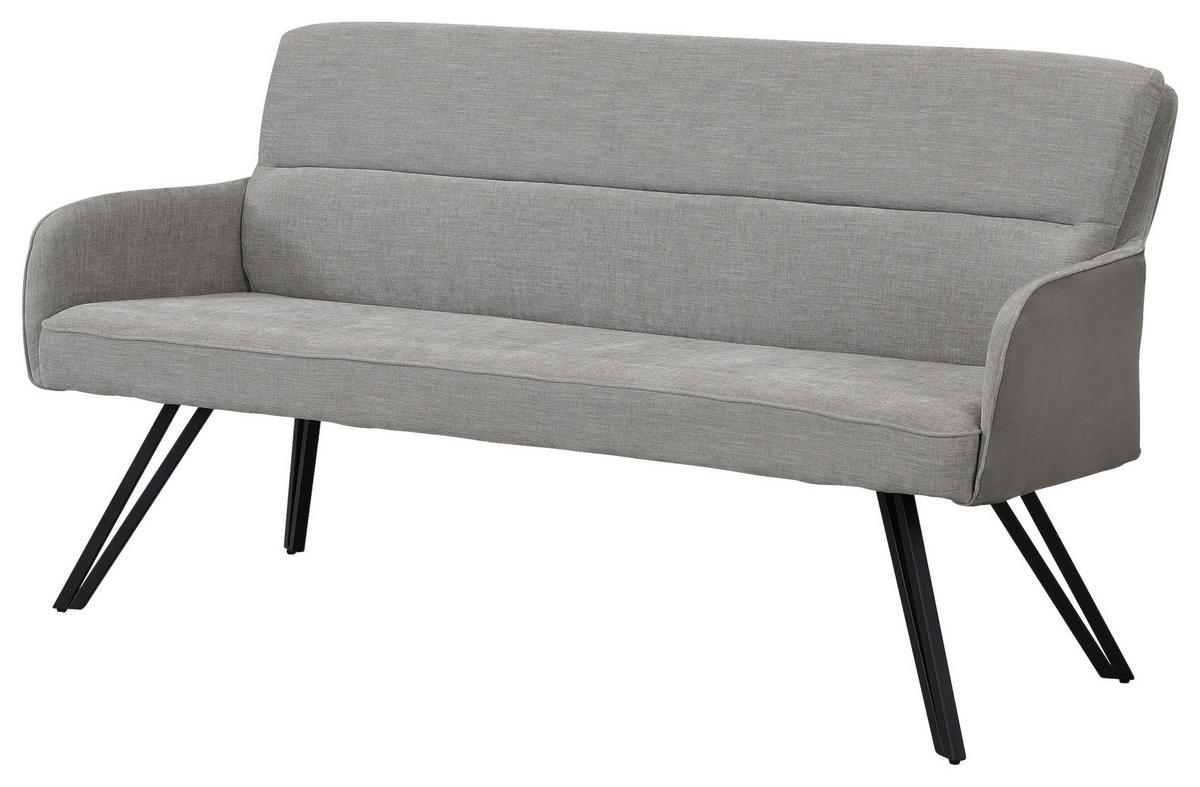 SITZBANK - Hellgrau/Schwarz, MODERN, Textil/Metall (160/94/67cm) - MID.YOU