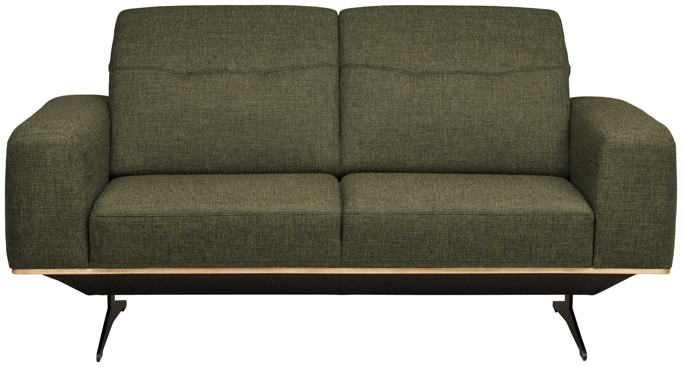 2-SITZER-SOFA in Struktur Olivgrün  - Schwarz/Olivgrün, Design, Textil/Metall (174/76-97/102cm) - Novel