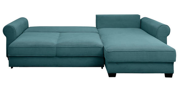 ECKSOFA Azurblau Cord  - Azurblau/Schwarz, KONVENTIONELL, Kunststoff/Textil (318/197cm) - Hom`in