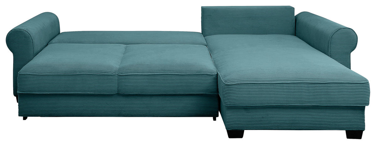 ECKSOFA Azurblau Cord  - Azurblau/Schwarz, KONVENTIONELL, Kunststoff/Textil (318/197cm) - Hom`in