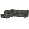 ECKSOFA Dunkelgrün Echtleder  - Chromfarben/Dunkelgrün, Design, Leder/Metall (224/252cm) - Novel