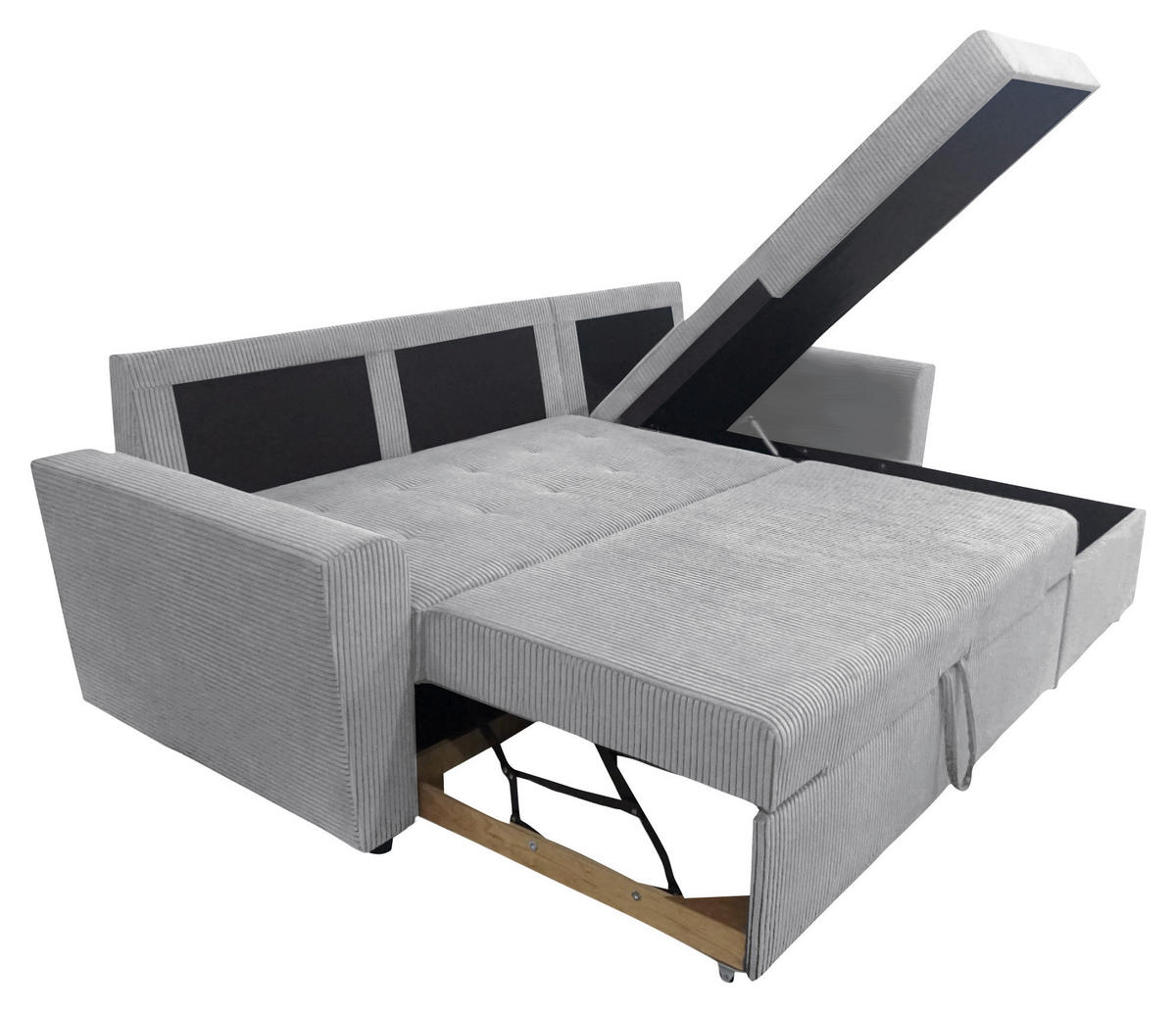 ECKSOFA in Cord Hellgrau  231/155 cm  - Hellgrau/Schwarz, Design, Kunststoff/Textil (231/155cm) - MID.YOU